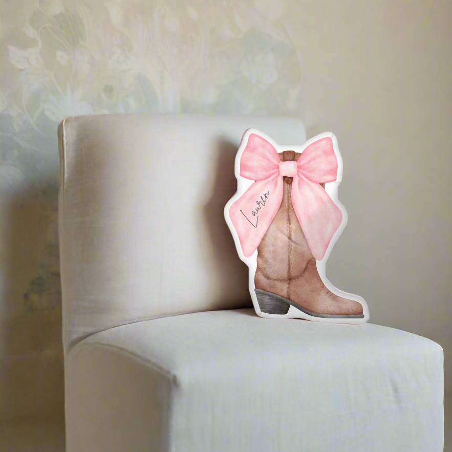 Personalized Cowgirl Boot Shaped Pillow