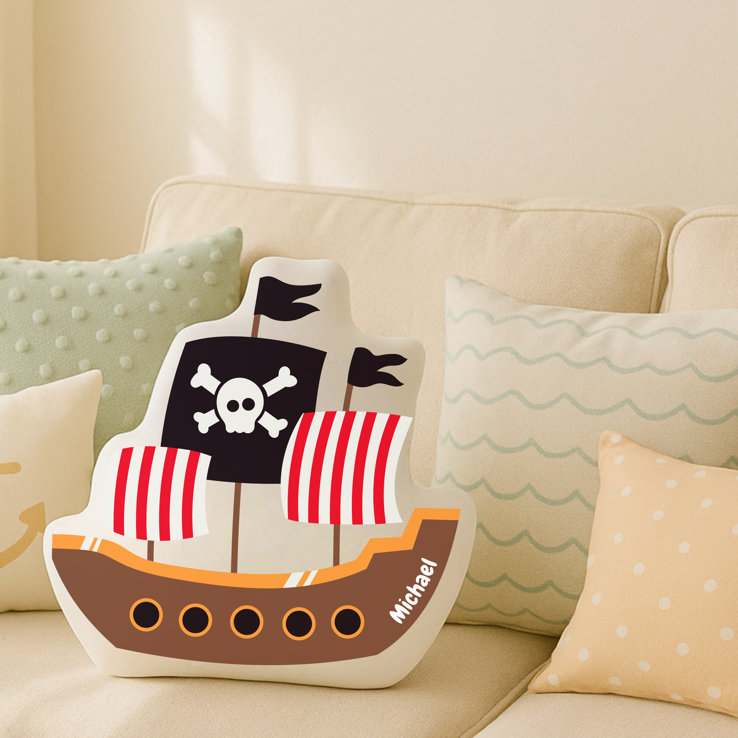 Personalized Pirate Shaped Pillow