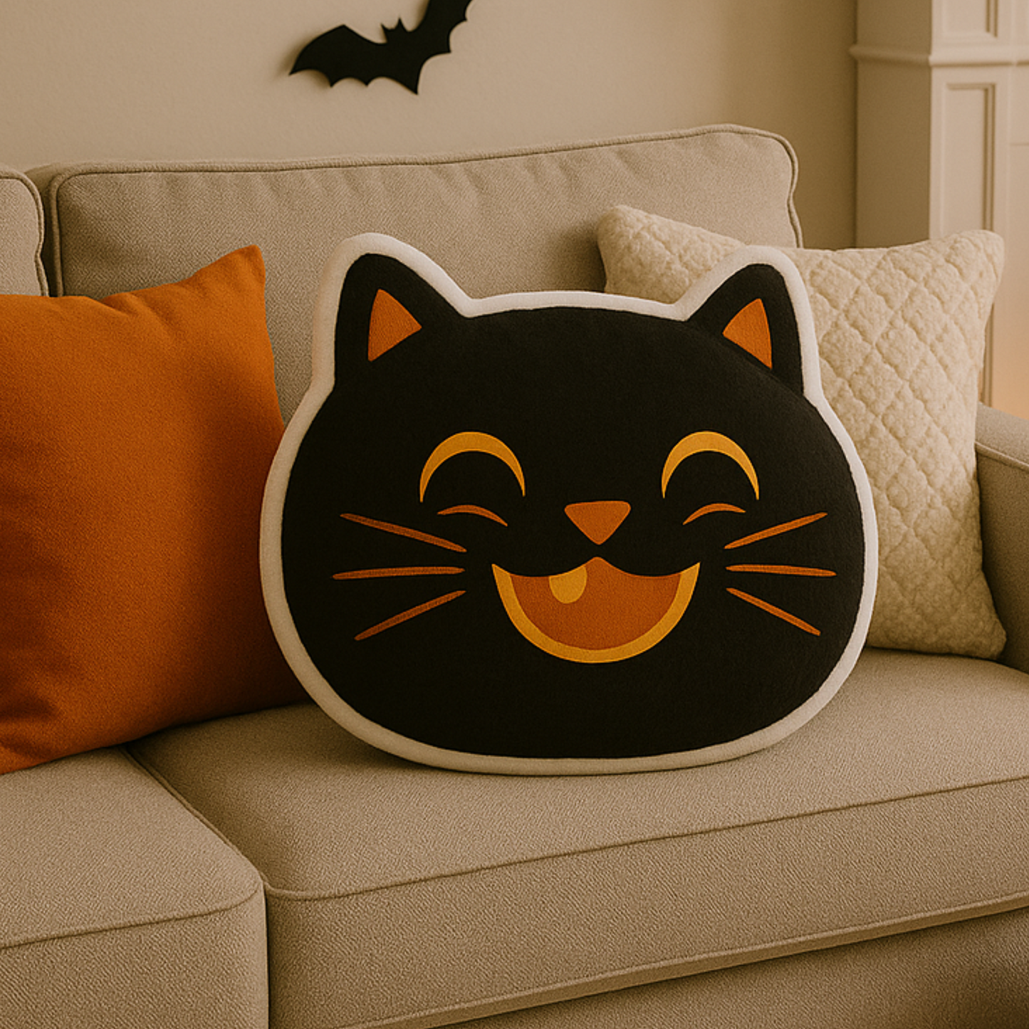 Fun Black Cat Shaped Pillow