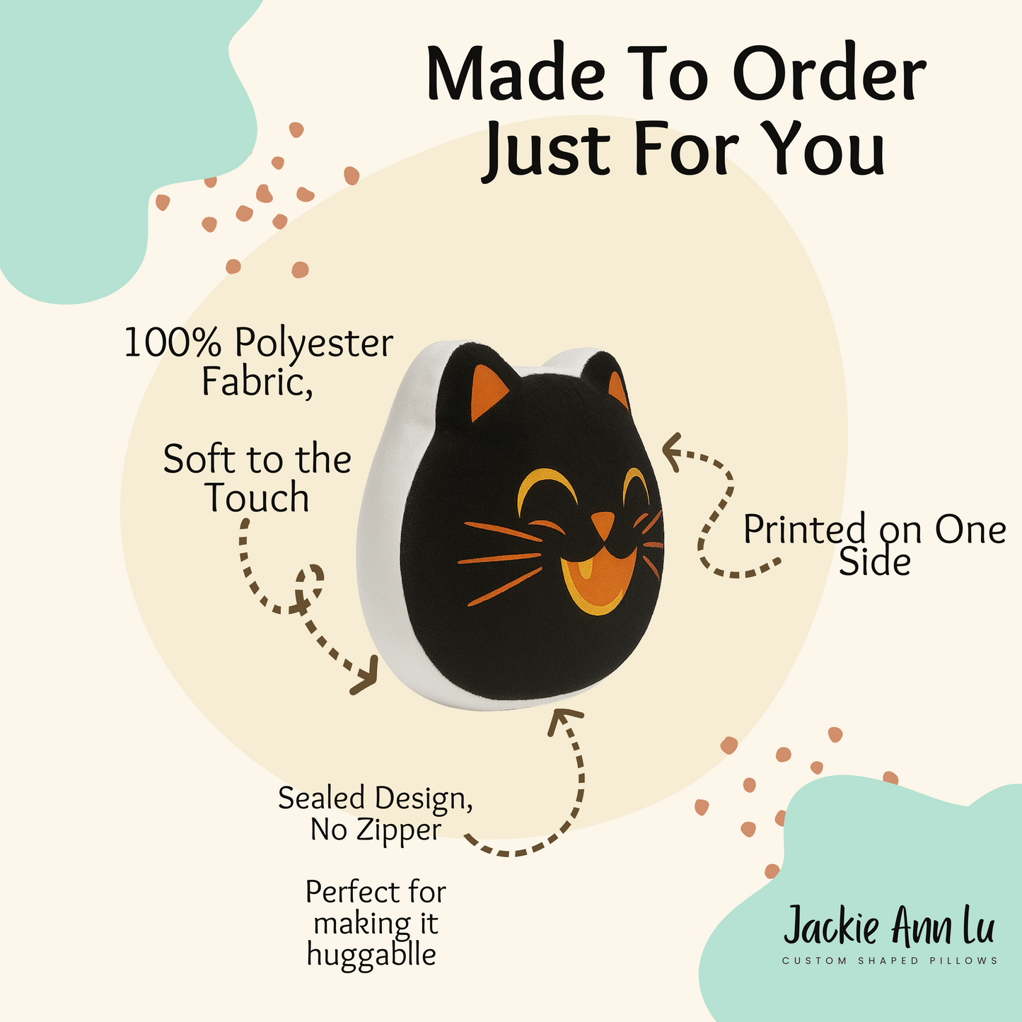 Fun Black Cat Shaped Pillow
