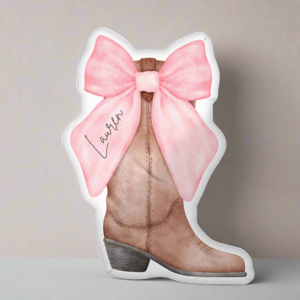 Personalized Cowgirl Boot Shaped Pillow