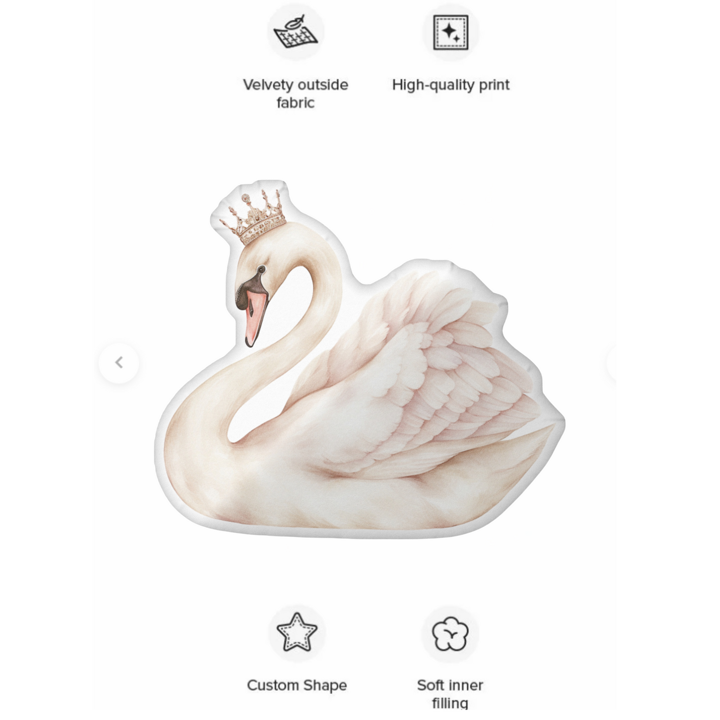 White Swan Princess Shaped Pillow