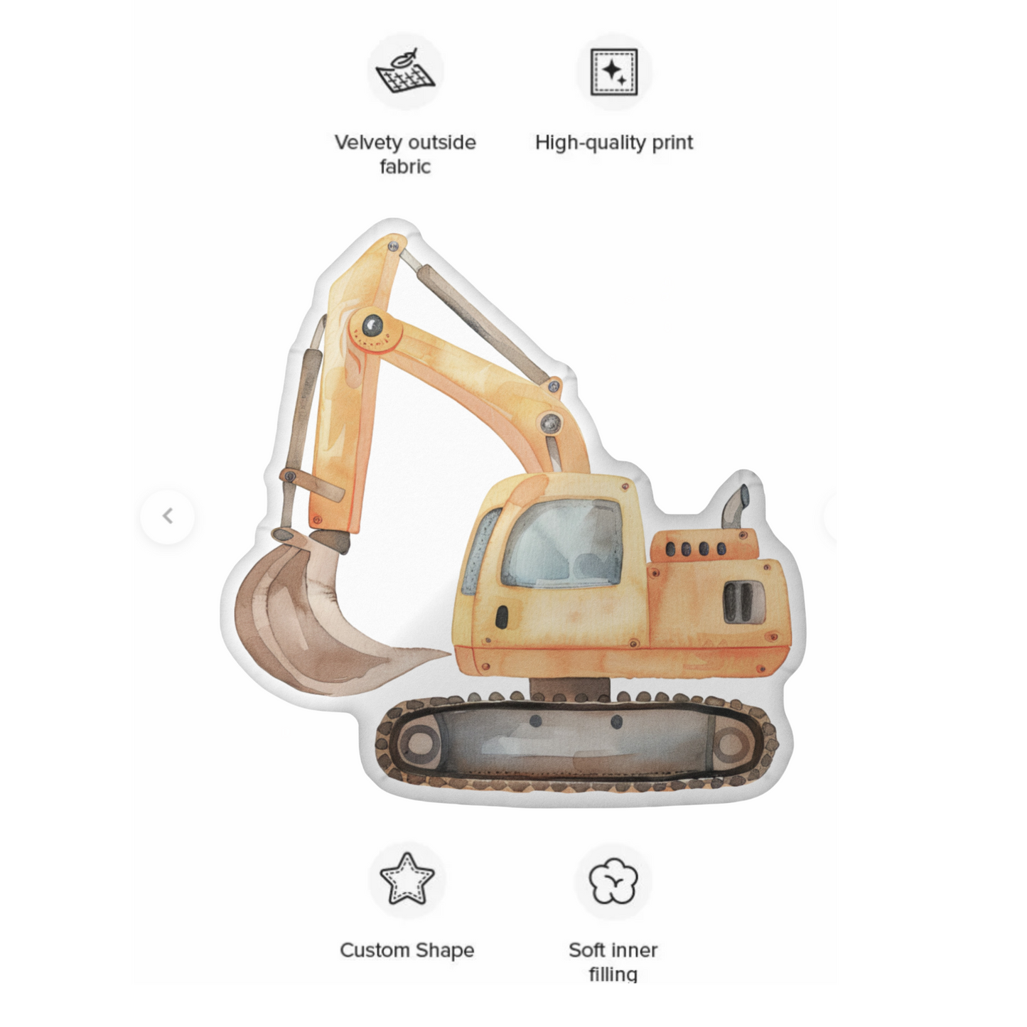 Excavator Shaped Pillow