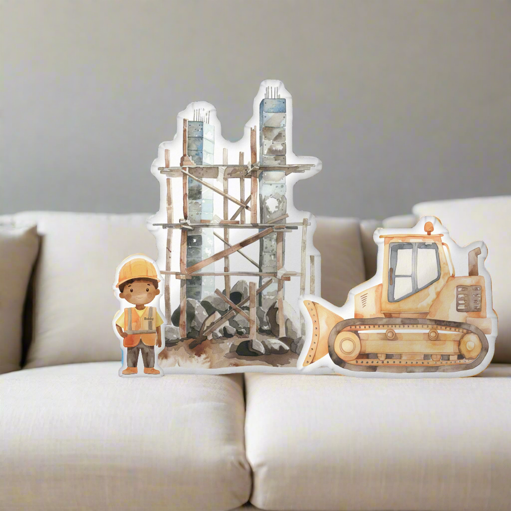 Construction Site Backdrop Shaped Pillow