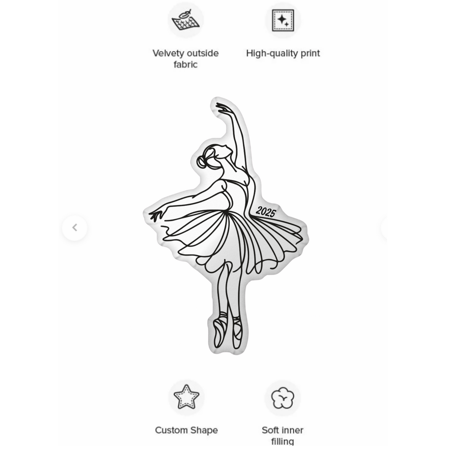 Personalized Modern Ballerina Shaped Pillow
