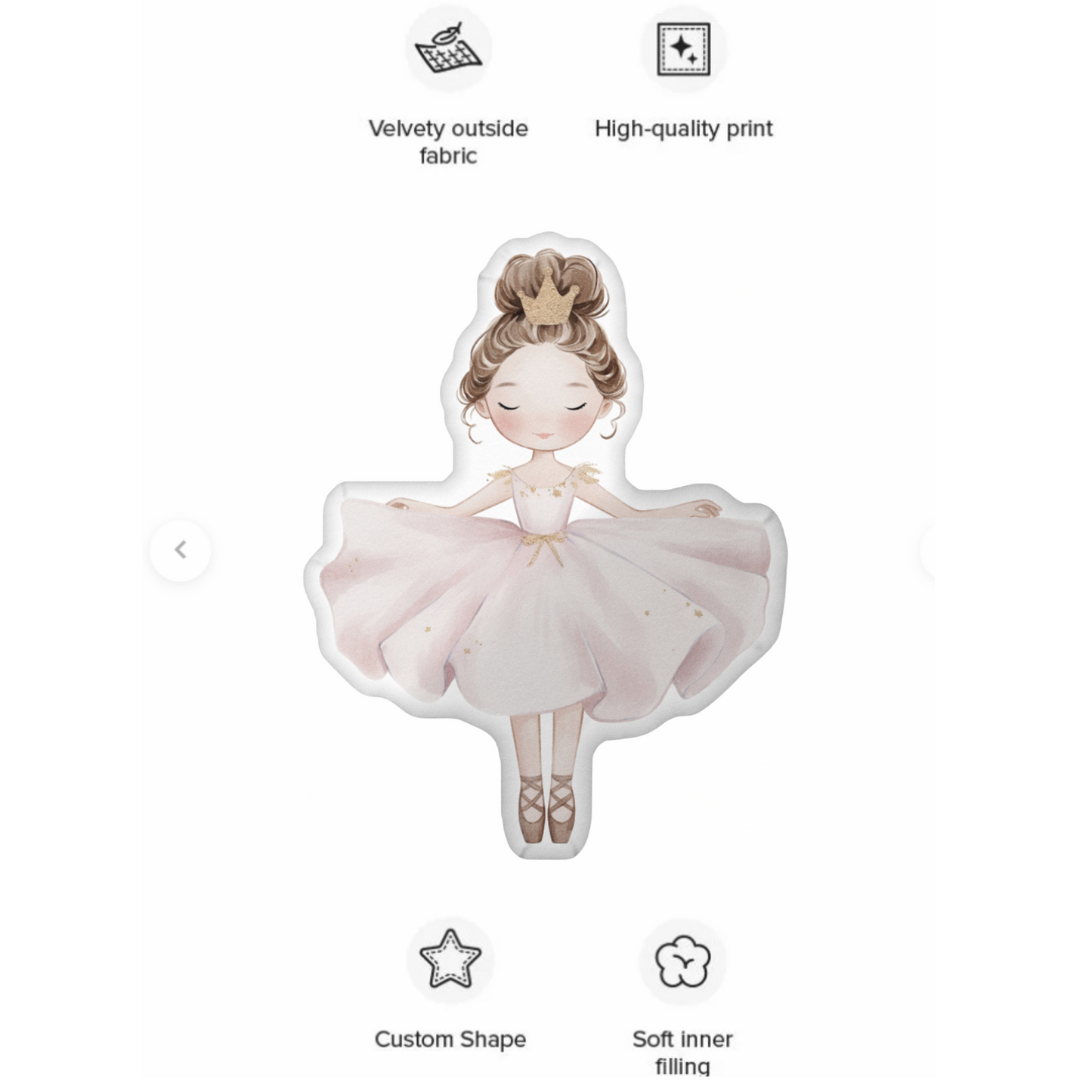 Ava Princess Ballerina Shaped Pillow