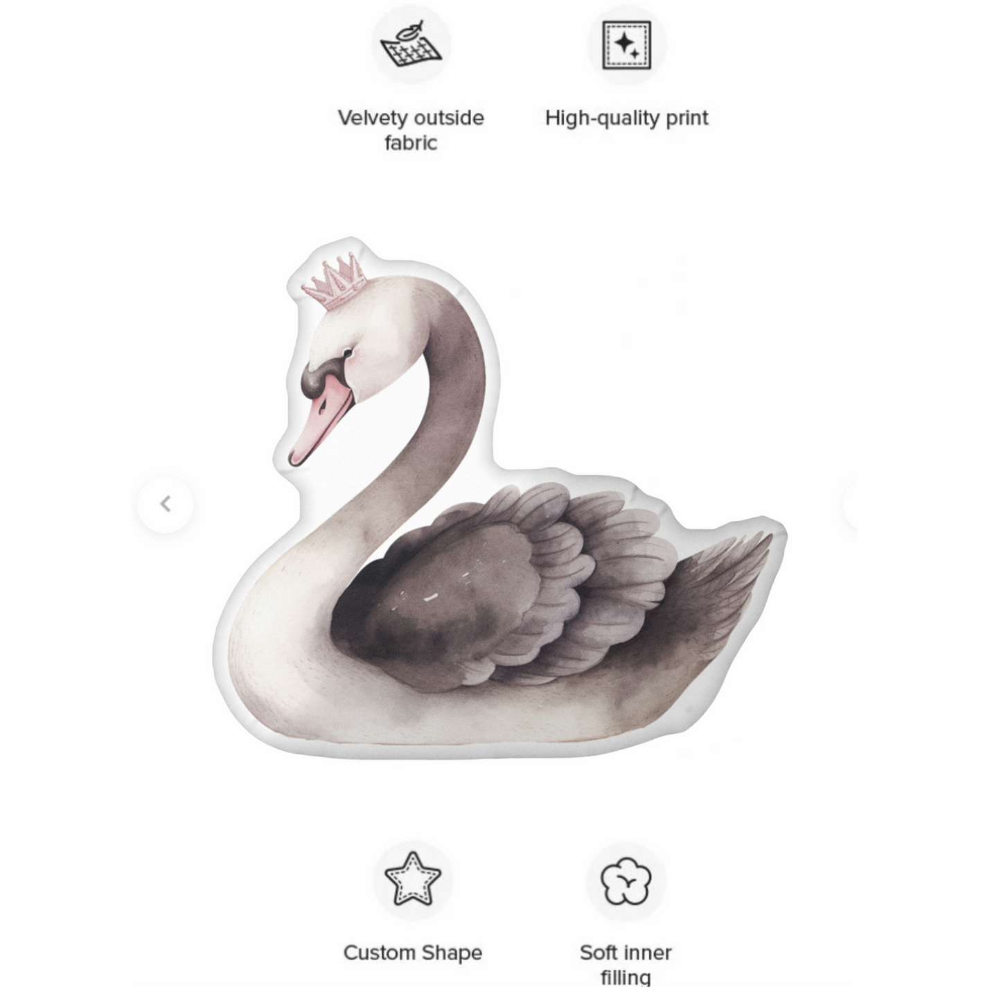 Black Swan Princess Shaped Pillow