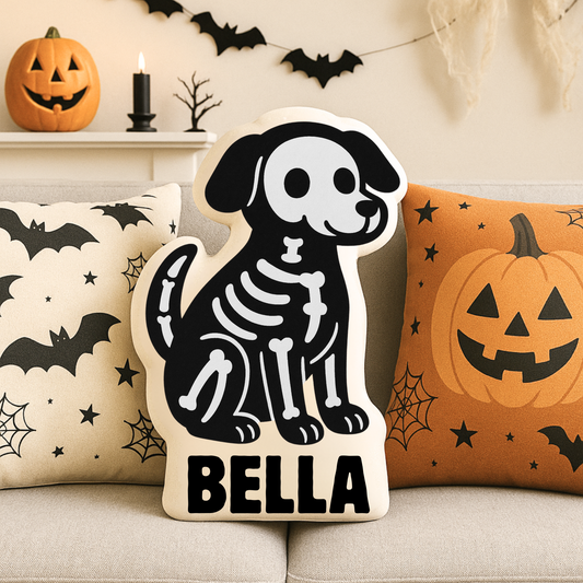 Skeleton Dog Custom Shaped Pillow
