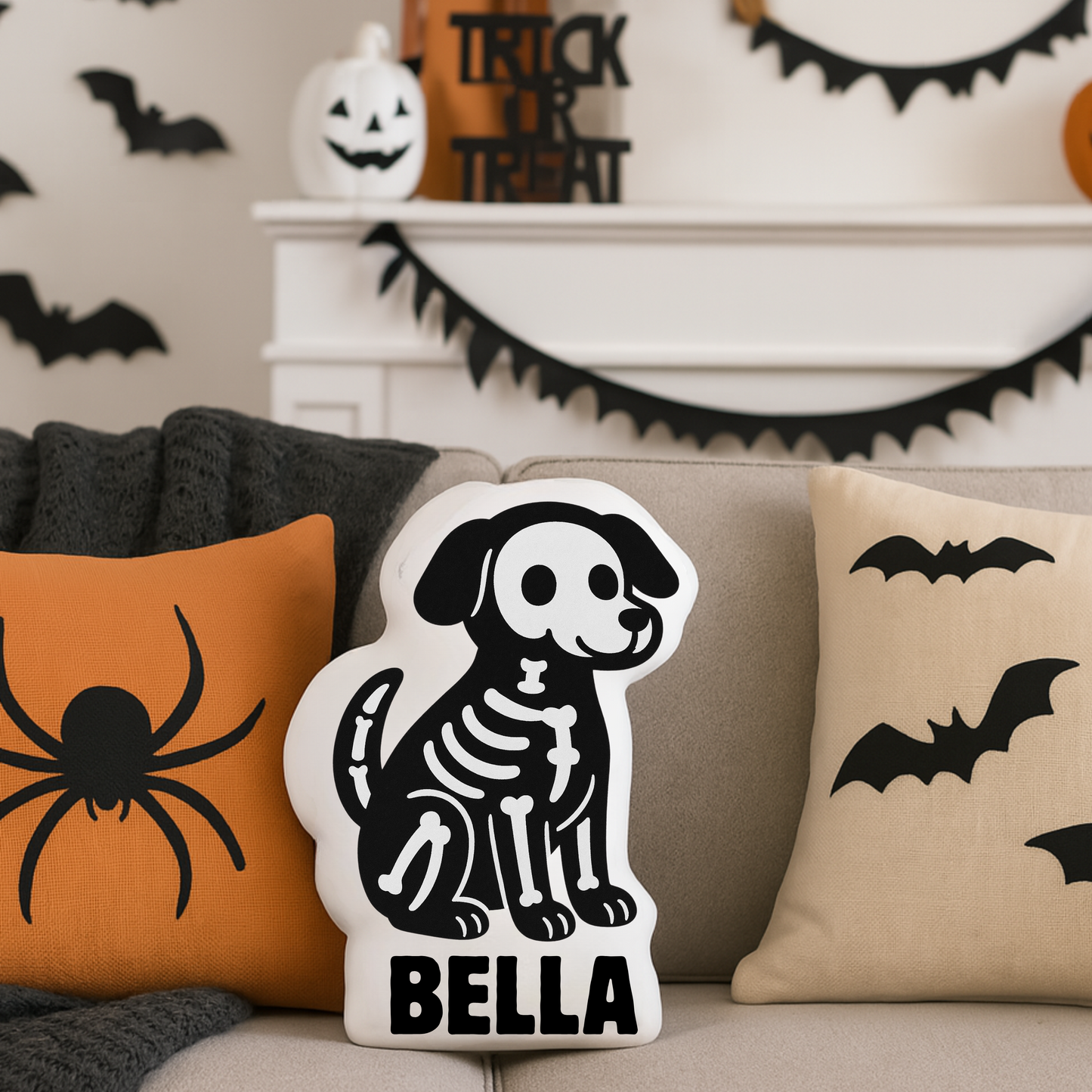 Skeleton Dog Custom Shaped Pillow