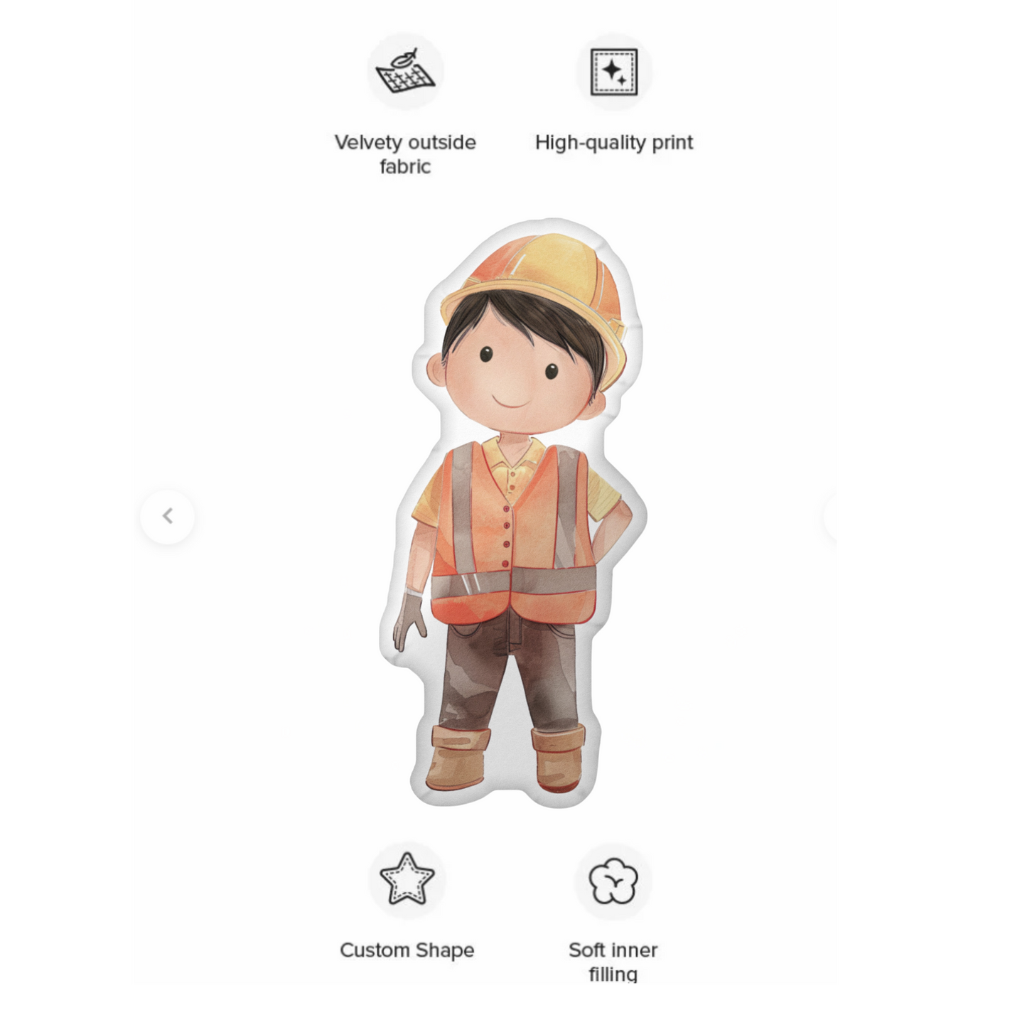 Little Jeffery Builder Buddy Shaped Pillow