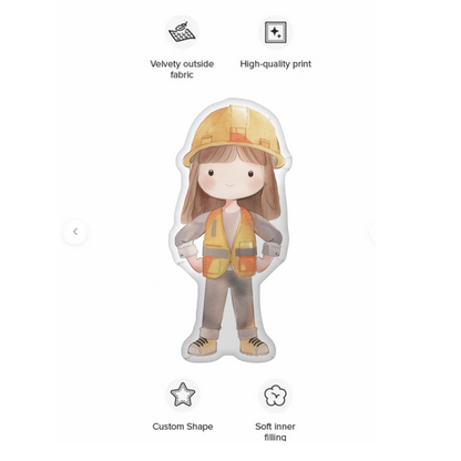 Little Jill Builder Buddy Shaped Pillow