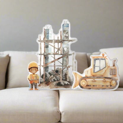 Construction Site Backdrop Shaped Pillow