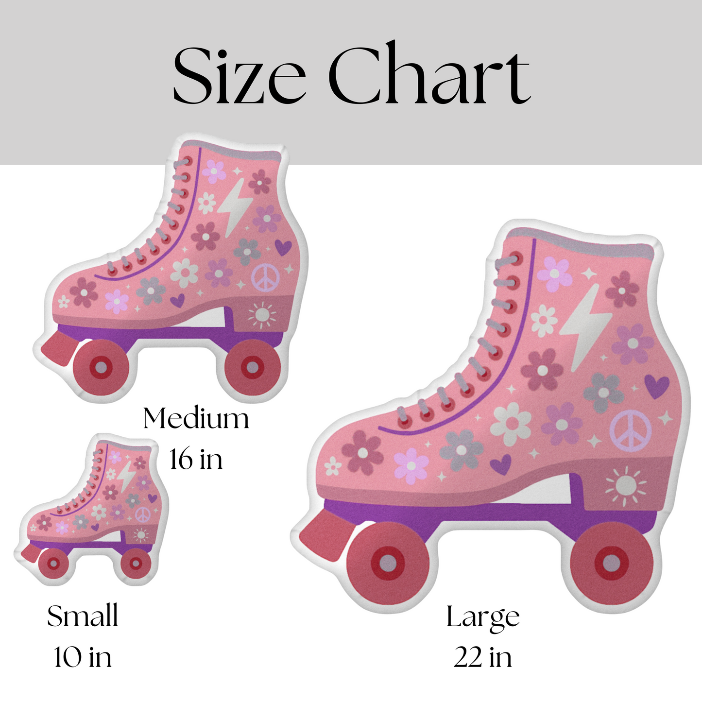 Flower Power Roller Skate Shaped Pillow